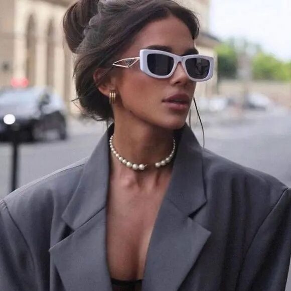 BRAND NEW PRADA PR14YS 1425S0 Talc/Dark Grey Women Sunglasses - Picture 7 of 13